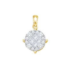 2 CTW Soliel Princess Cluster Natural Diamond Fine Pendant 14K Yellow Gold