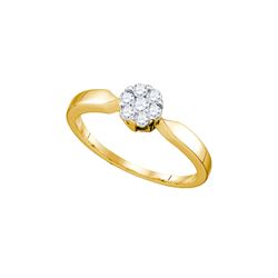 0.25 CTW Flower Cluster Natural Diamond Bridal Engagement Ring 10K Yellow Gold