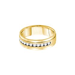 1 CTW Mens Natural Diamond Band 14K Yellow Gold