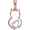 Image 1 : 0.05 CTW Natural Diamond Kitty Cat Animal Pendant 10K Multi-Tone Gold