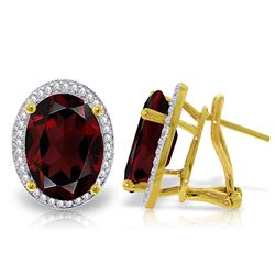 Genuine 12.46 ctw Garnet & Diamond Earrings Jewelry 14KT Yellow Gold - REF-130W2Y