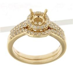 14K Yellow Gold 0.48CTW Diamond Wedding Ring Set - REF-93W8H