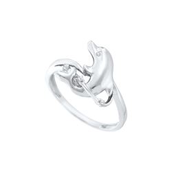 0.03 CTW Natural Diamond Dolphin Ring 10K White Gold