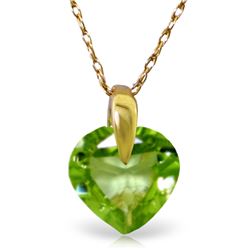Genuine 1.15 ctw Peridot Necklace Jewelry 14KT Yellow Gold - REF-13W2Y