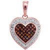 Image 1 : 0.12 CTW Red Colored Diamond Heart Love Pendant 10K Rose Gold