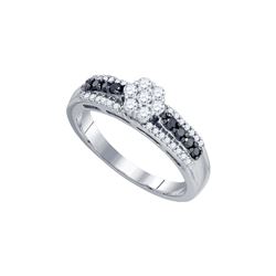 0.45 CTW Black Colored Diamond Cluster Ring 10K White Gold