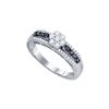 Image 1 : 0.45 CTW Black Colored Diamond Cluster Ring 10K White Gold