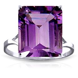 Genuine 6.5 ctw Amethyst Ring Jewelry 14KT White Gold - REF-43A8K