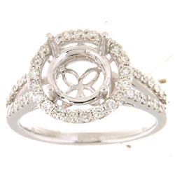 14K White Gold 0.64CTW Ladies Diamond Ring - REF-90R3K