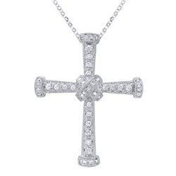 Genuine 0.41 TCW 18K White Gold Ladies Pendant - REF-77A5N