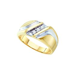 0.1 CTW Mens Natural Diamond Anniversary Band 10K Multi-Tone Gold