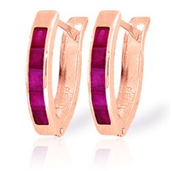 Genuine 1.30 ctw Ruby Earrings Jewelry 14KT Rose Gold - REF-27V2W