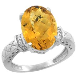 Natural 5.53 ctw Whisky-quartz & Diamond Engagement Ring 10K White Gold - REF-42K3R