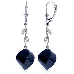 Genuine 30.52 ctw Sapphire & Diamond Earrings Jewelry 14KT White Gold - REF-66K2V