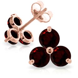 Genuine 1.50 ctw Garnet Earrings Jewelry 14KT Rose Gold - REF-18F2Z