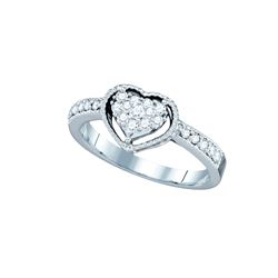 0.3 CTW Natural Diamond Heart Love Ring 14K White Gold