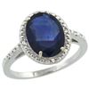 Image 1 : Natural 2.42 ctw Blue-sapphire & Diamond Engagement Ring 10K White Gold - REF-85R8Z