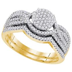 0.5 CTW Natural Diamond Cluster Bridal Engagement Ring 10K Yellow Gold