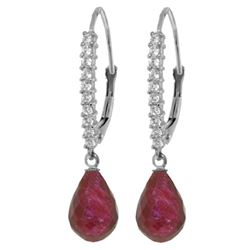 Genuine 6.9 ctw Ruby & Diamond Earrings Jewelry 14KT White Gold - REF-54T5A