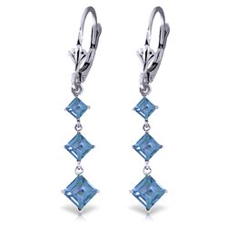 Genuine 4.79 ctw Blue Topaz Earrings Jewelry 14KT White Gold - REF-50R2P