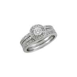 14K White Gold 0.95CTW Diamond Wedding Ring Set - REF-141H2W