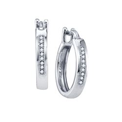 0.05 CTW Natural Diamond Hoop Earrings 10K White Gold