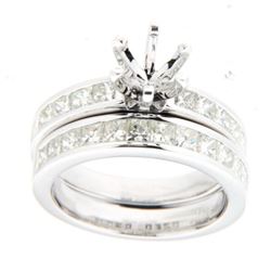 14K White Gold 1.97CTW Diamond Wedding Ring Set - REF-314Y8X