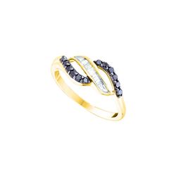 0.33 CTW Black Colored Diamond Delicate Crossover Weave Daily Fine Ring 14K Yellow Gold