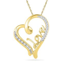 0.1 CTW Natural Diamond Heart Love Valentines Pendant 10K Yellow Gold