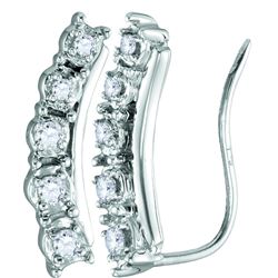 0.15 CTW Natural Diamond Journey Climber Earrings 10K White Gold