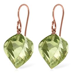 Genuine 26 ctw Green Amethyst Earrings Jewelry 14KT Rose Gold - REF-42M2T