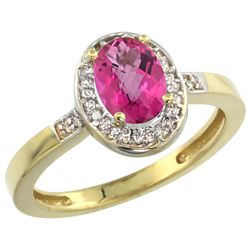 Natural 1.08 ctw Pink-topaz & Diamond Engagement Ring 10K Yellow Gold - REF-25Y5X