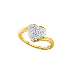 0.1 CTW Natural Diamond Heart Cluster Love Ring 10K Yellow Gold