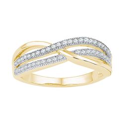 0.2 CTW Natural Diamond Crossover Band 10K Yellow Gold