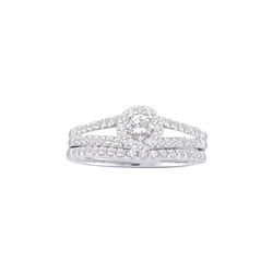 0.63 CTW Natural Diamond Split-shank Halo Bridal Engagement Ring 14K White Gold