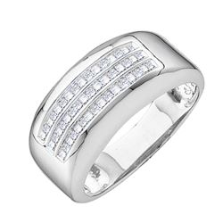 0.5 CTW Mens Princess Natural Diamond Anniversary Band 14K White Gold