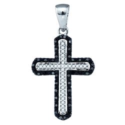 0.2 CTW Black Colored Diamond Cross Pendant 10K White Gold