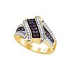 Image 1 : 0.55 CTW Cognac-brown Colored Diamond Ribbon Crossover Cocktail Fine Ring 10K Yellow Gold