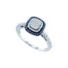 Image 1 : 0.4 CTW Blue Colored Diamond Square-shape Cluster Ring 10K White Gold