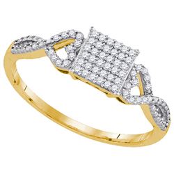 0.18 CTW Natural Diamond Square Cluster Ring 10K Yellow Gold