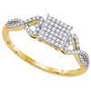 Image 1 : 0.18 CTW Natural Diamond Square Cluster Ring 10K Yellow Gold