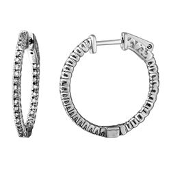 14K White Gold 0.51CTW Diamond Hoop Earring - REF-100R9K