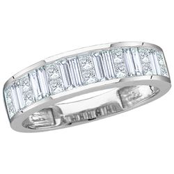 1 CTW Baguette & Princess Natural Diamond Anniversary Band 14K White Gold