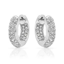 14K White Gold 1.01CTW Ladies Diamond Earring - REF-119F5M