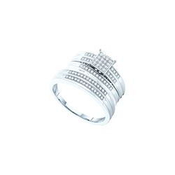 0.25 CTW His & Hers Natural Diamond Cluster Matching Bridal Ring 10K White Gold