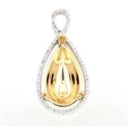 14K TwoTone Gold 0.16CTW SemiMount Slider w/Chain - REF-53A8N