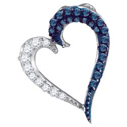 0.25 CTW Blue Colored Diamond Heart Love Pendant 10K White Gold