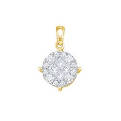 0.25 CTW Princess Natural Diamond Soleil Cluster Pendant 14K Yellow Gold