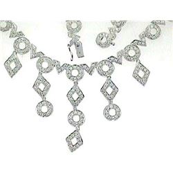 14K White Gold 6.97CTW Diamond Necklace - REF-793X8Y
