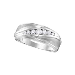 0.39 CTW Mens Natural Diamond Band Anniversary Ring 10K White Gold